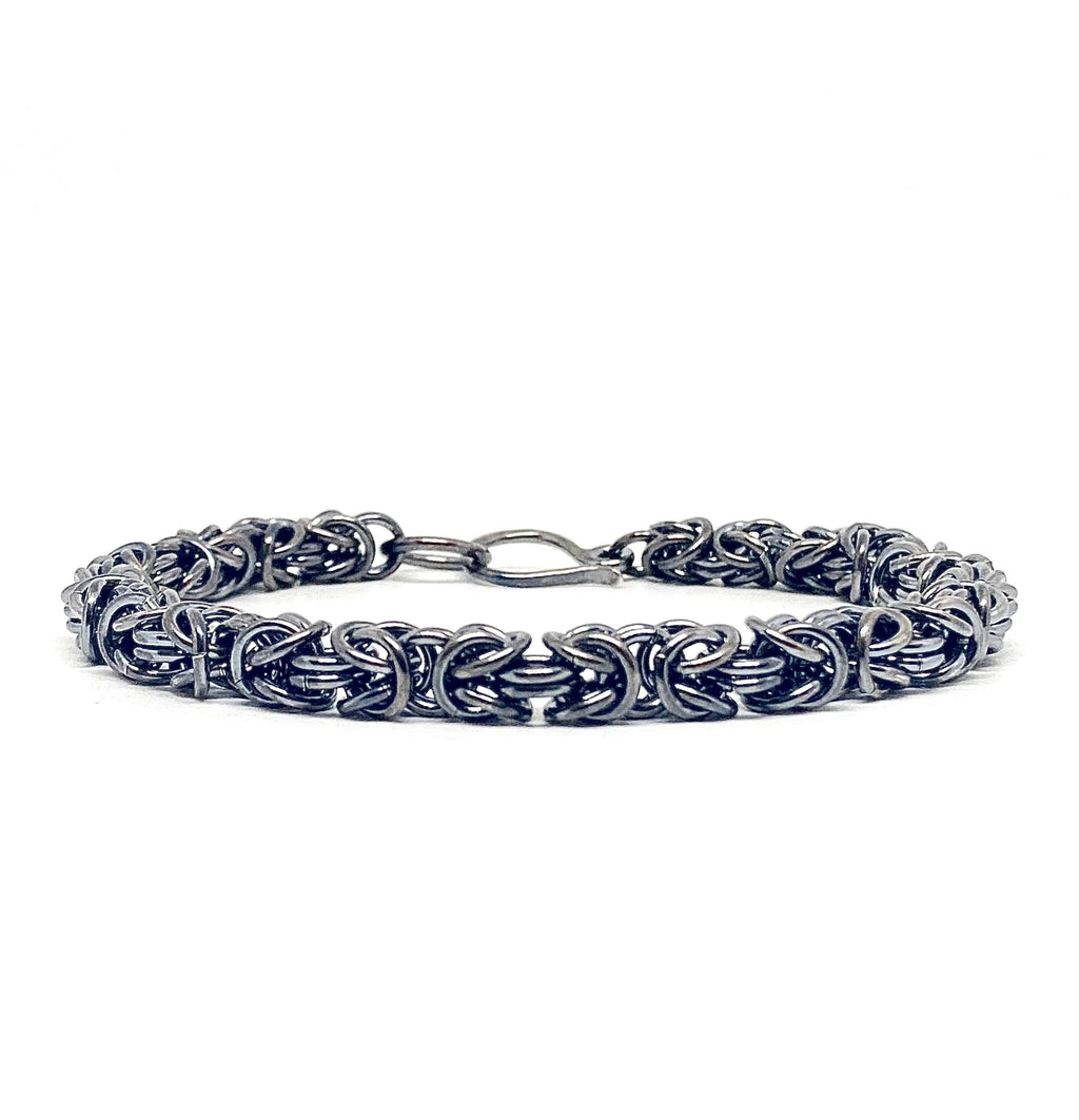 Byzantine Chainmaille Bracelet in Oxidized Sterling Silver